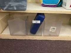 LOT: (3) SHELF ORGANIZERS AND PENCIL CASE
