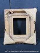 GOLD & BEIGE PAINTED, CARVED ORNATE WOODEN FRAME 17 X 19