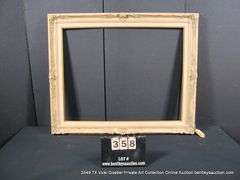 GRAY/BEIGE-WASHED, W/ GOLD ACCENTS, & W/ LINEN INLAY, CARVED ORNATE WOODEN FRAME 30 X 40