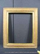 GOLD PAINTED W/ RED ACCENTS, CARVED WOODEN FRAME 25 X 29