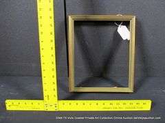 GOLD, GREEN, & BLUE PAINTED, CARVED WOODEN FRAME 11 X 13