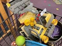 OUTDOOR LITTLE TIKES BALLS, TONKA TOYS, POLY BUCKETS