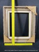 BROWN-WASHED DRIFTWOOD & PAINTED GOLD, W/ LINEN INLAY, CARVED WOODEN FRAME 26 X 30
