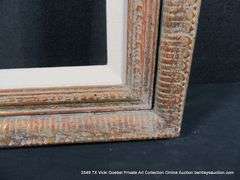 GOLD & RED PAINTED, W/ LINEN INLAY, CARVED WOODEN FRAME 33 X 45