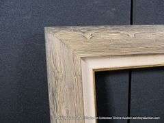 DARK DRIFTWOOD STYLE, W/ LINEN & GOLD INLAY, WOODEN FRAME 27 X 33