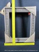 SILVER PAINTED, CARVED ORNATE WOODEN FRAME 23 X 27