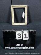 WHITE-WASHED, W/ GOLD ACCENTS, CARVED ORNATE WOODEN FRAME 8 X 11