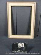 LIGHT DRIFTWOOD STYLE, W/ THICK LINEN & GOLD PAINTED INLAY, CARVED WOODEN FRAME 24 X 32