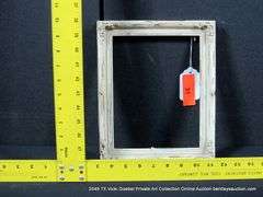WHITE-WASHED, W/ GOLD ACCENTS, CARVED ORNATE WOODEN FRAME 8 X 11