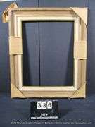 BROWN PAINTED DRIFTWOOD & GOLD PAINTED, W/ LINEN INLAY, CARVED WOODEN FRAME 34 X 41