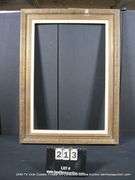 GOLD & RED PAINTED, W/ LINEN INLAY, CARVED WOODEN FRAME 33 X 45