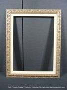 SILVER PAINTED W/ RED ACCENTS, & W/ LINEN INLAY CARVED ORNATE WOODEN FRAME 23 X 29