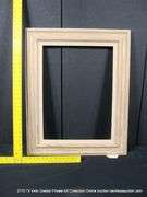BEIGE/CREAM-WASH & GOLD ACCENTS, W/ LINEN & DRIFTWOOD STYLE INLAY, CARVED WOODEN FRAME 26 X 32