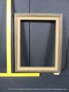 DARK DRIFTWOOD STYLE, W/ BEIGE VELVET INLAY, CARVED WOODEN FRAME 25 X 31