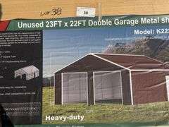 2025 KJ DOUBLE GARAGE METAL SHED MODEL: K2223G, 23' X 22'
