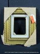 GOLD PAINTED, W/ LINEN INLAY, CARVED ORNATE WOODEN FRAME 12 X 14