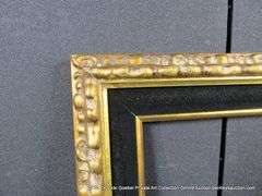 GOLD PAINTED, W/ FLOCKED VELVET INLAY, CARVED WOODEN FRAME 24 X 30