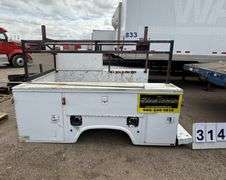 CLARK UTILITY TRUCK BED - FADED/RUST PAINT AND NORMAL WEAR & TEAR ON BODY - WHITE