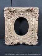 SILVER PAINTED, CARVED ORNATE WOODEN FRAME 17 X 19