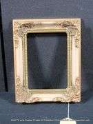WHITE & GOLD PAINTED, W/ RED ACCENTS, CARVED ORNATE WOODEN FRAME 8 X 10