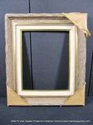 BROWN-WASHED DRIFTWOOD & PAINTED GOLD, W/ LINEN INLAY, CARVED WOODEN FRAME 26 X 30