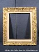 BRONZE PAINTED, W/ LINEN INLAY, CARVED ORNATE WOODEN FRAME 30 X 34