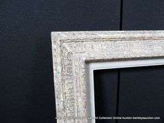 GRAY-WASHED, W/ PAINTED GRAY INLAY, CARVED ORNATE WOODEN FRAME 25 X 29
