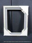 CREAM & BLUE/GRAY PAINTED, CARVED WOODEN FRAME 17 X 21