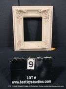 WHITE PAINTED, CARVED ORNATE WOODEN FRAME 16 X 18