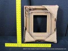 GOLD & BEIGE PAINTED, CARVED ORNATE WOODEN FRAME 17 X 19