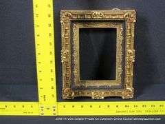 GOLD & BLACK PAINTED, CARVED ORNATE WOODEN FRAME 9 X 11