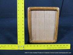 OAK STAINED WOODEN FRAME, - W/ BACK & STAND 10 X 12