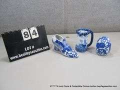 LOT: ORIENTAL BLUE & WHITE SHOE, ORIENTAL EGG & GERMAN BEER STEIN
