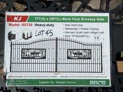 2025 KJ METAL FARM DRIVEWAY GATE - DEER MOTIF STYLE MODEL: K0720, 7' X 20'