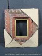 RED-STAINED & GOLD PAINTED, CARVED WOODEN FRAME 13 X 15