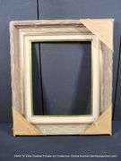 BROWN & GOLD PAINTED DRIFTWOOD, W/ LINEN INLAY, WOODEN FRAME 26 X 30