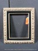 SILVER PAINTED, W/ BLACK VELVET INLAY, CARVED WOODEN FRAME 13 X 15