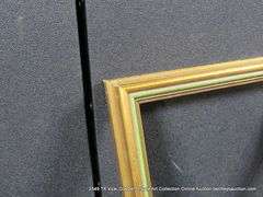 GOLD, GREEN, & BLUE PAINTED, CARVED WOODEN FRAME 11 X 13
