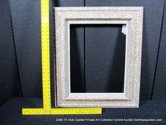 GRAY-WASHED, W/ PAINTED GRAY INLAY, CARVED ORNATE WOODEN FRAME 25 X 29