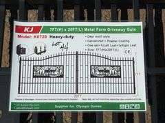 2025 KJ METAL FARM DRIVEWAY GATE - DEER MOTIF STYLE MODEL: K0720, 7' X 20'