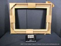 BROWN PAINTED DRIFTWOOD & GOLD PAINTED, W/ LINEN INLAY, CARVED WOODEN FRAME 35 X 47