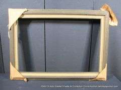 DARK-STAINED DRIFTWOOD, W/ BEIGE VELVET INLAY, CARVED WOODEN FRAME 32 X 44