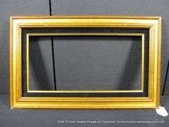 GOLD PAINTED, W/ BLACK VELVET INLAY, CARVED WOODEN FRAME 16 X 26