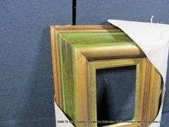 OLIVE GREEN & GOLD PAINTED, CARVED ORNATE WOODEN FRAME 13 X 15