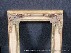 WHITE & GOLD PAINTED, W/ RED ACCENTS, CARVED ORNATE WOODEN FRAME 8 X 10