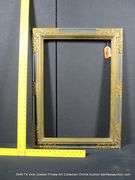NAVY & GOLD PAINTED, CARVED ORNATE WOODEN FRAME 23 X 31