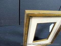 WALNUT STAINED, W/ LINEN & GOLD INLAY, WOODEN FRAME 11 X 12