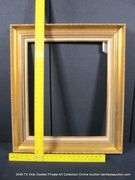 GOLD PAINTED, W/ LINEN INLAY, CARVED WOODEN FRAME 23 X 31
