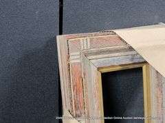 STAINTED WOOD, W/ GOLD PAINTED INLAY, CARVED WOODEN FRAME 12 X 14