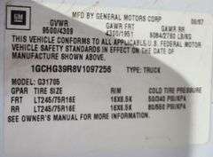 1997  CHEVROLET  EXPRESS  3500 (1 TON)  CARGO VAN  UNKNOWN